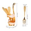 6Pcs Coffee Dessert Fork Set Metal Swan Base Holder Dessert