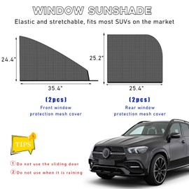 Ohleats Ohleats 4 PCS Car Window Shades, Auto Front Rear Side Window Sun Shades for Block Heat & UV Protection, Breathable Mesh Baby Window Screen Covers, Universal Car Accessories (SUV)