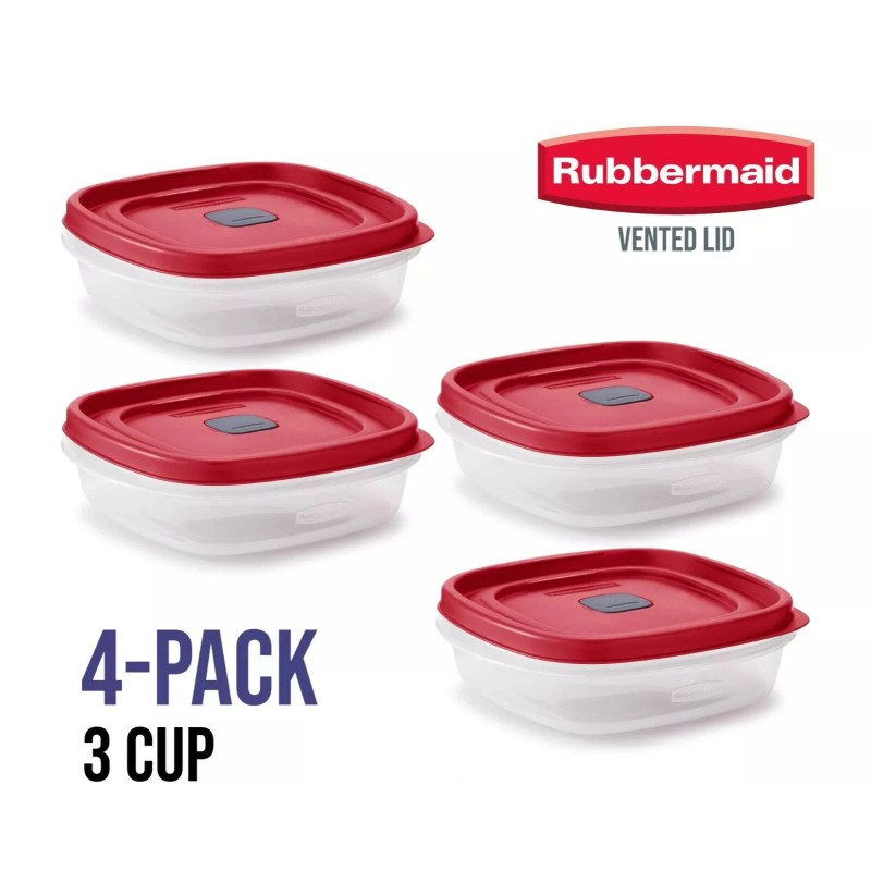 Rubbermaid- 3 CUP- Easy Find Vented Lid Food Storage Containers-
