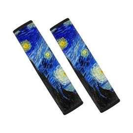 Suhoaziia Van Gogh Starry Sky Car Seat Belt Covers, Shoulder Strap Covers for Women Girls Seatbelt Pads Universal Fit, Car Decorative Accessories 2 Packs