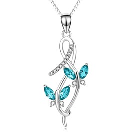 AOBOCO 925 Sterling Silver 2 Butterfly Pendant Necklace with Blue Zircon December Birthstone Fine Anniversary Birthday Jewelry Gifts for Women Mom Wife