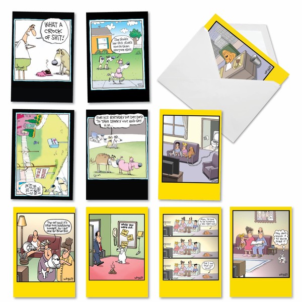 NobleWorks A1243 "Doggone Funny" Box of 10 Assorted Funny Birthday Greeting Cards