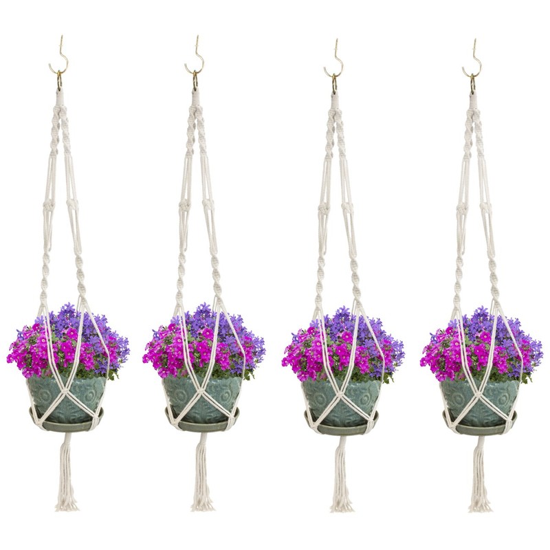 Sorbus Macrame Plant Hanger [4 Pack] Indoor Outdoor Hanging Plant