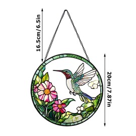 Xuoxeji Hummingbird Stained Glass Window Hanging, Sun Catchers Indoor Window Hummingbird Suncatcher Gift for Women, Mom, Grandma (Hummingbird)