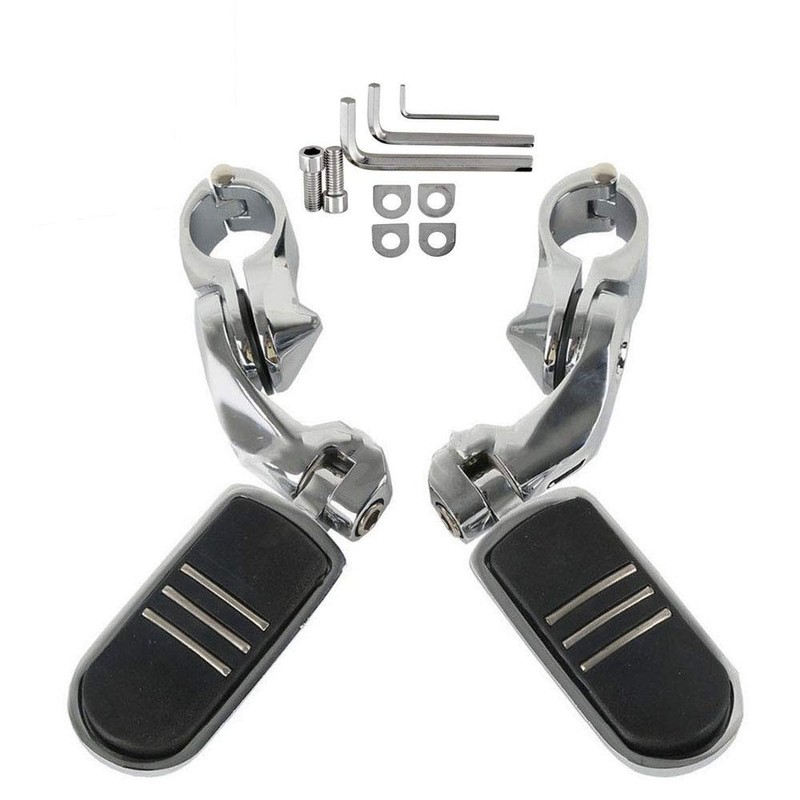 XFMT Chrome 1-1/4" 32mm Highway Engine Guard Foot Pegs W/Short