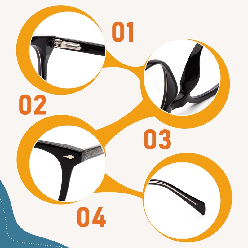 JO Progressive Multifocus Reading Glasses Unisex Progressive Reader (Black, 3,