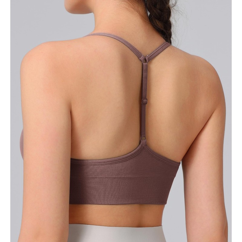 Women's Sports Bras Adjustable Y Back Spaghetti Strap Racerback Padded
