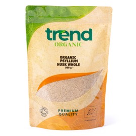 Trend Organic Psyllium Husk Whole | Soluble Fibre Rich Superfood Ideal for Baking and Cooking | Certified Organic, Vegan, Non-GMO, No Additives or Preservatives |Raw | Resealable Bag, 500g