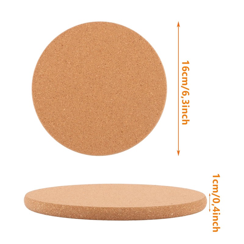 LDXDRU Pack of 8 cork trivets, 16 cm, cork coasters,