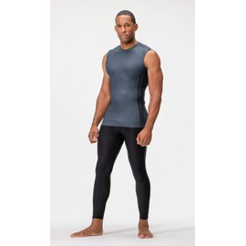 DEVOPS 3 Pack Men's Athletic Compression Shirts Sleeveless (Medium, Black/Charcoal/White)