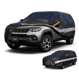 Holthly 10 Layers SUV Car Cover Custom Fit for Jeep Compass (2007-2024) Waterproof All Weather for Automobiles, Outdoor Full Cover Sun UV Rain Protection with Cotton.Black