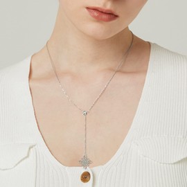 DAOCHONG 925 Sterling Silver Celtic Jewellery Witches Knot Pendant Adjustable Y Shaped Lariat Necklace for Women