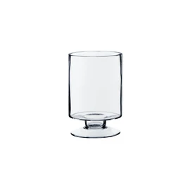 WGVI Clear Glass Pedestal Hurricane Candle Holder, 4.4" W, 5.9" H, Decorative Vase for Pillar Candles, Short Stemmed Candleholder Cylinder, Tabletop Centerpieces, Home Décor, Elegant Design, 1 Piece