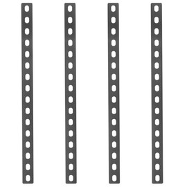 GBGS 4 Pack 16" Black Mending Plate,Slotted Flat Bar Brackets,1/8" Thick