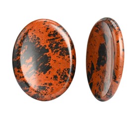 OCTAZI - Mahogany Obsidian Healing Crystal Thumb Stone Worry Stones Hand Carved Palm Gemstone Crystal Chakra Pocket Worry Stone for Anxiety, Meditation Reiki - Oval Shaped