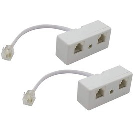 Zguziji 2 Pack Two Way Telephone Splitters, Male to 2 Female Converter Cable RJ11 6P4C Telephone Wall Adaptor and Separator for Landline