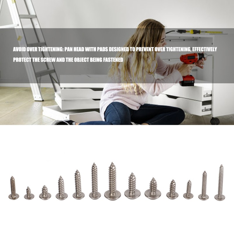 240Pcs Self Tapping Screws Cross Pan Head Stainless Steel M3