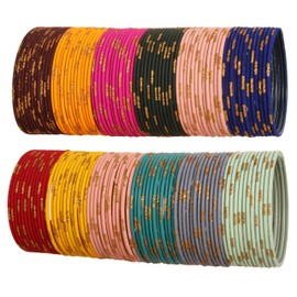 Touchstone New Colorful Bangle Collection Indian Bollywood Beautiful Hand Cut Edges Golden Sparkles 12 Lively Textured Matte Colors Designer Jewelry Bangle Bracelets. Set of 144.for Women.