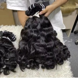 Drop Shipping Burmese Curly Hair Bundle Raw Burmese Curly Human Hair Vendor Double Weft Vietnamese Cambodian Deep Wavy Haircolor: burmese curly, Stretched Length: 24"