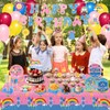 BORAENDEY 192 Pcs Cartoon Teacher Party Decorations Tableware Set,Serves 24