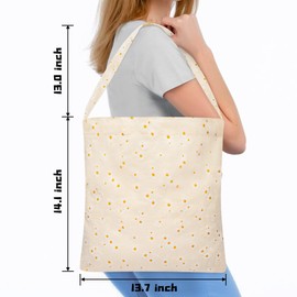 Haooryx Daisy Reusable Shopper Bag - Daisy Tote Bag Pocket Women Girl Cotton Flower Big Canvas Tote Single Shoulder Bag Eco-Friendly Bulk School Commute Grocery Shopping Bag Birthday Gift Supplie