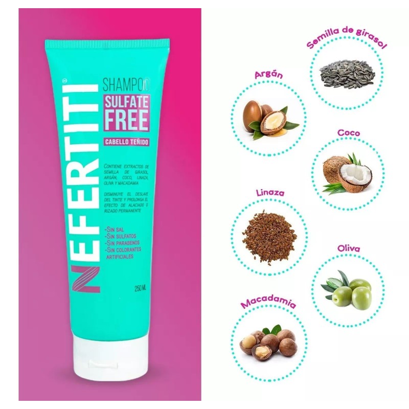 Nefertiti Shampoo Sin Sal Para Cabello Teñido Libre De Parabenos