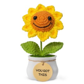 Levvohd - Regalos de girasol de ganchillo hechos a mano para mujeres, accesorios de computadora de oficina para compañeras de trabajo, hermana, mejor amiga, profesora, regalo de cumpleaños de Navidad,