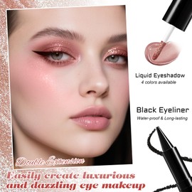 Prreal 2 in 1 Black Eyeliner Pen Gel & Liquid Eyeshadow,Matte Eyeliner Pencil Waterproof,Shimmering Eyeshadow Highly Pigmented Eye Make Up,(03 Pink)