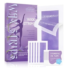 Wax Strips for Hair Removal - 60 Count (40 Body + 20 Face Strips) with 10 Soothing Oil Wipes, At-Home Waxing Kit for Women & Men - Legs, Bikini, Underarms, Face (60 Count (Pack of 1), Lavender)