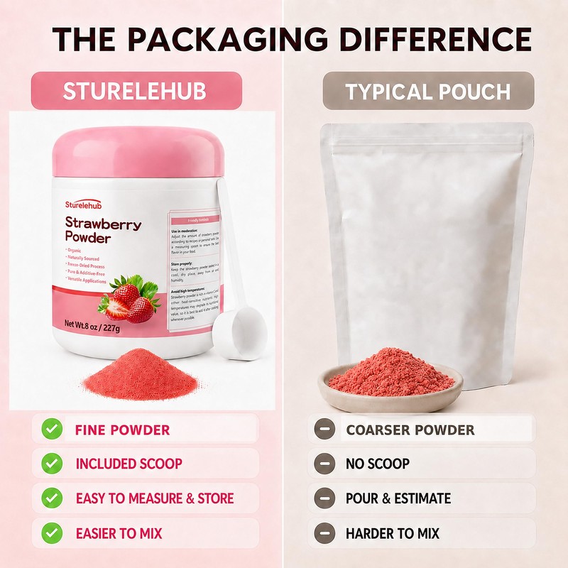 Sturelehub Organic Freeze Dried Strawberry Powder 8oz Fresh Taste in