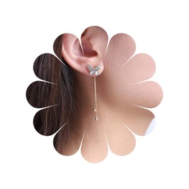 Yheakne Boho Crystal Butterfly Earrings Gold Butterfly Ear Jacket Earrings Metal Tassel Chain Earrings Vintage Rhinestone Butterfly Stud Earrings Jewelry for Women