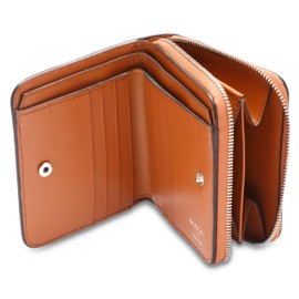 Bosca Women's Italian Leather Wallet, Handmade Monfrini Italia Bifold Wallet for Women RFID Blocking, Pebble Grained Large Slim Change Purse, 8 Card Slots, Zip Coin Purse, 4 Inches Nut Brown