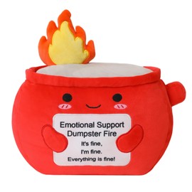 Finebee Emotional Support Dumpster Fire, Cute Dumpster Fire Stuffed Animal, Dumpster Plush Doll Funny Reduce Pressure Toy Cheer Up Gifts for Girls Boys Party Decor 10"