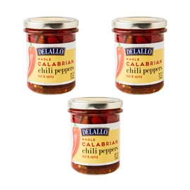 DeLallo Whole Calabrian Chili Peppers, 6.7 oz Jar, (3 Pack), Grown in Italy