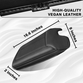 Muslogy - Funda para reposabrazos de consola central, compatible con Ford F-150 F150 2009-2014, protector de piel vegano, extra grueso de 1 pulgada (solo asiento de cubeta)