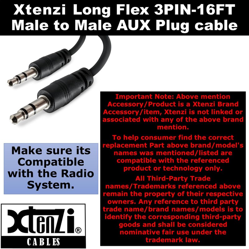 Xtenzi 3Pin Jack Flex Cable Wire Accessory for Bass Remote