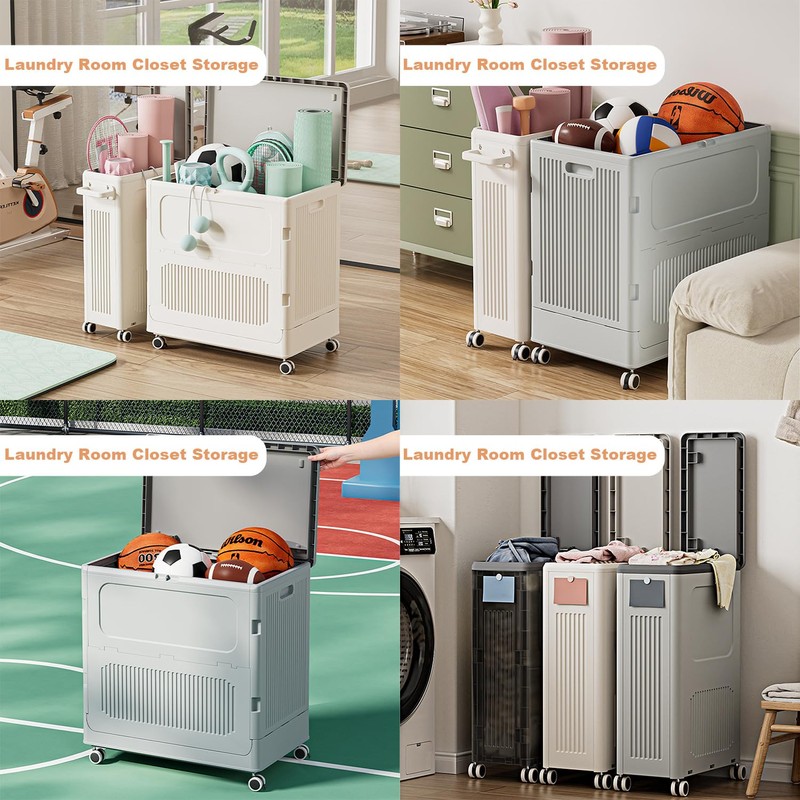 Rolling Laundry Hamper With Lid, 123L Large Capacity Clothes Hampers