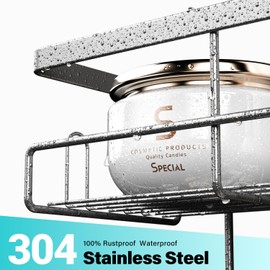 Hanging Shower Caddy Over Door: Silver Rustproof Shower Organizer over the Door - No Drilling Bathroom Rack for Inside Shower