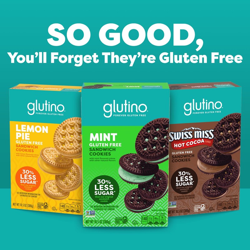 Glutino Gluten Free Mint Flavored Sandwich Cookies, Gluten Free Snacks,