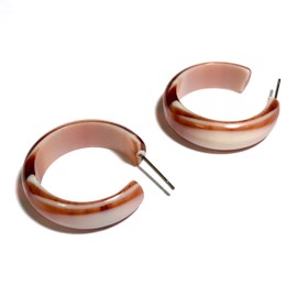 Tortoise Striped Acrylic Retro Hoop Earrings