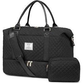 Travel Duffle Bag,Weekender Bags for Women with Shoe Compartment，Carry on Overnight Bag with Toiletry Bag,Gym Duffel Bag with Wet Pocket - Colour: Beige