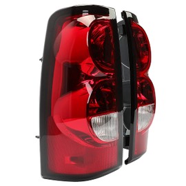 HECASA Tail Lights Pair Compatible with 2003-2006 Chevy Silverado 1500 2500 3500 & 2007 Classic Body Rear Brake Lamp Red/Clear Lens + Chrome Housing w/Bulb Harness Replacement for GM2800174 GM2801174