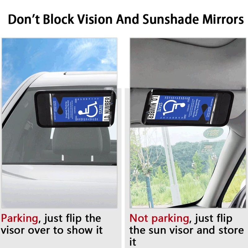 lofrcin Handicap Placard Holder for Auto, 1 PCS Black Visor