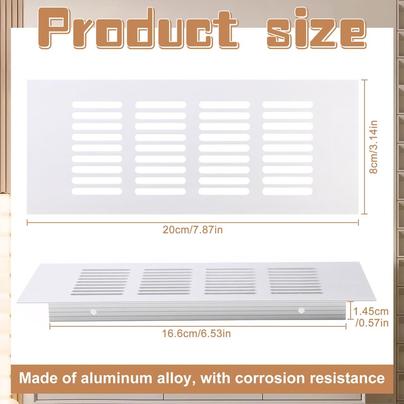 JUNRUCTH Versatile Air Vent Covers - Silver, 80mm x 200mm,