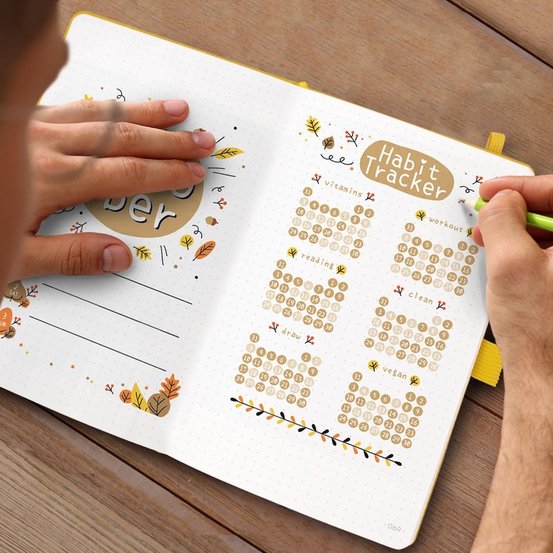 STATIONERY ISLAND Bullet Dotted Journal A5, Thick Notebook 100gsm Paper