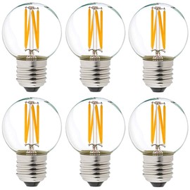 LiteHistory Dimmable g16.5 led Bulb 40W g16 1/2 led Edison Bulb 2700K 4W e26 Globe Light Bulbs for Ceiling Fan,Chandelier,Vanity Light Bulb AC120V 400lm 6Pack