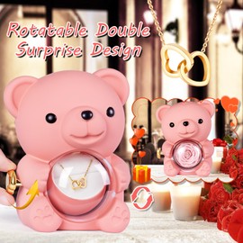 Aloskart Eternal Rose Bear, Rose Box with Chain, Eternal Roses Gift Box, Birthday Gift for Women, Anniversary Gift, for Girlfriend, Wife, Mother, Friend (Pink)