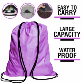 Drawstring Gym Bag Waterproof Premium String Swimming Sports Shoe Bag Suitable for School, Gym, Travel Beach Swim Football Shoe PE Kit Storage Trainer Bag Kids Men Women (Purple)