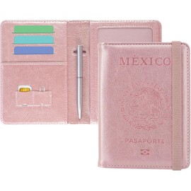 DMluna Fundas de pasaporte, billeteras de pasaporte de viaje de cuero Pu de alta gama, fundas de pasaporte cerradas rfid, clasificadores de documentos de viaje con portaplumas, para mujeres y hombres,