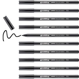 edding 1300 colour pen medium - black - 10 pens - round nib 2 mm - felt pen for drawing and writing - felt pen for school, mandalas, bullet journals